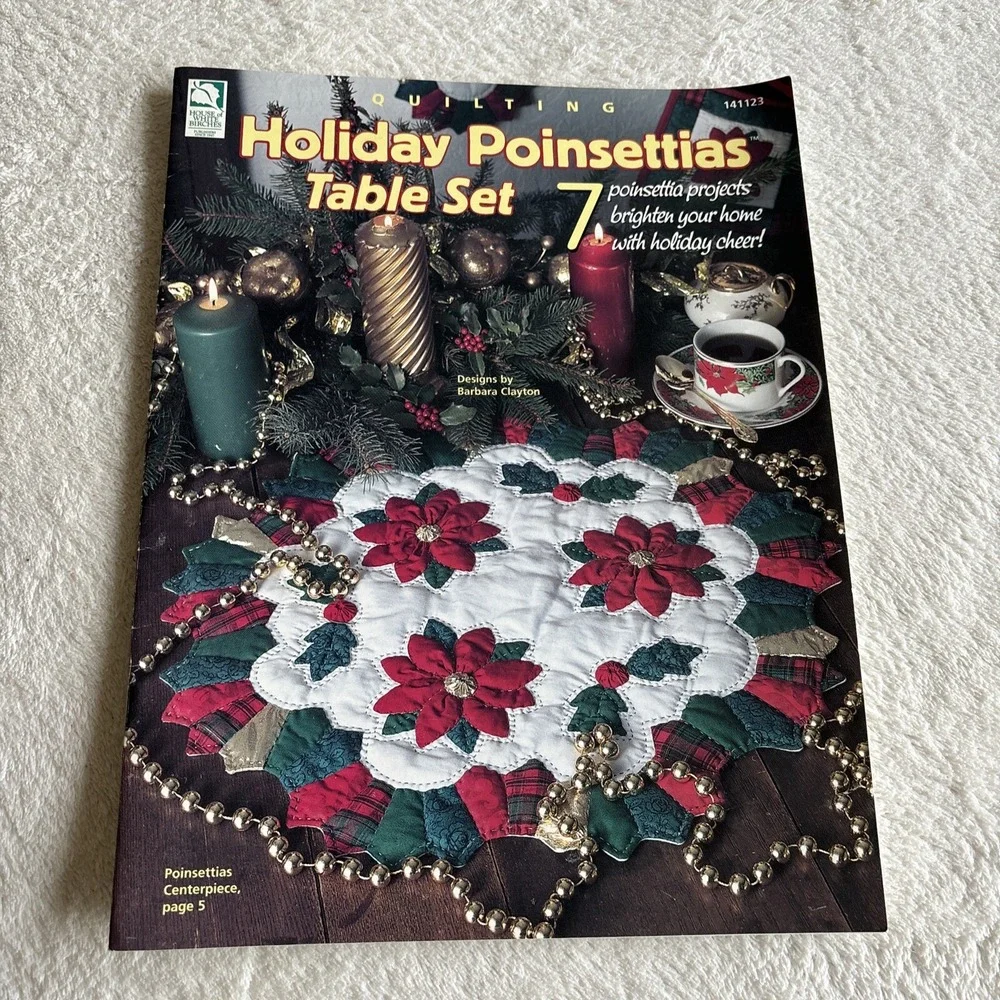 Christmas Quilting Pattern Vintage Holiday Poinsettia Table Set Quilt 7 Project